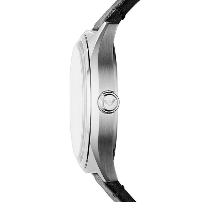 Emporio Armani Meccanico White Skeleton Dial Black Leather Strap Watch For Men - AR60003 - Image 6